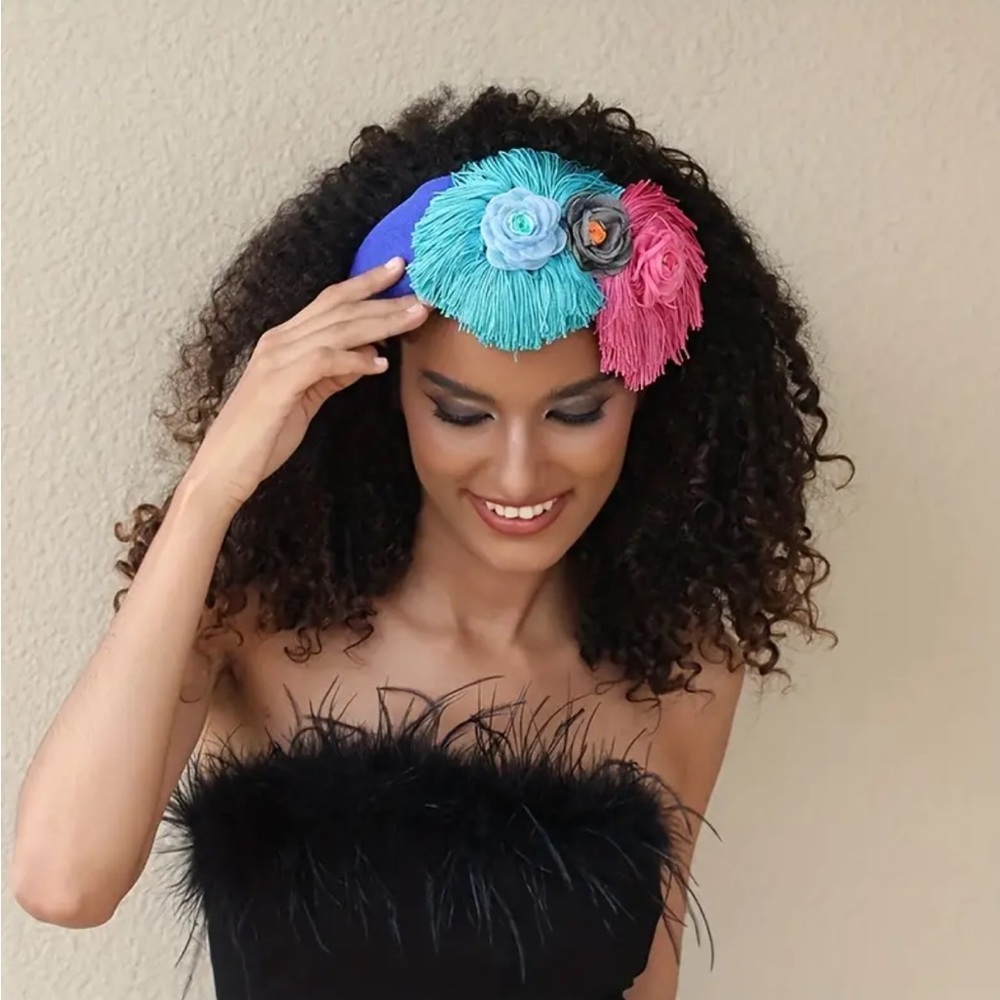 Pink Floral Tassel Colorful Headband - Picture 3 of 4